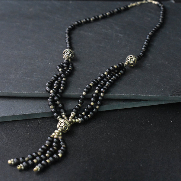 Onyx Gemstone Beaded Necklace - Handmade Jewelry For Sale | Baga Ethnik Living