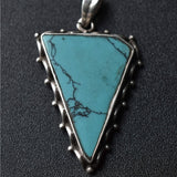 Unique Triangle Tibetan Handmade Turquoise Silver Pendant - Baga Ethnik Living Default Title Pendants