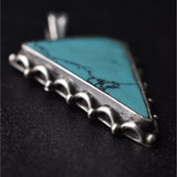Unique Triangle Tibetan Handmade Turquoise Silver Pendant - Baga Ethnik Living Default Title Pendants