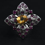 Grandeur Ruby and Citrine Sterling Silver Ring - Baga Ethnik Living Default Title Rings