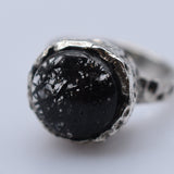 Extravagant Handcrafted Black Rutilated Quartz Silver Ring - Baga Ethnik Living Default Title Rings