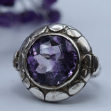 Handmade Faceted Amethyst Crystal Sterling Silver 925 Ring - Baga Ethnik Living Default Title Rings