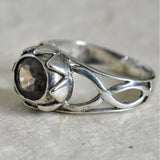 Faceted Smoky Quartz Silver Sterling 925 Ring - Baga Ethnik Living Default Title Rings