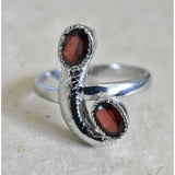 Warm Delights Garnet Red Silver Ring - Baga Ethnik Living Default Title Rings