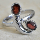 Warm Delights Garnet Red Silver Ring - Baga Ethnik Living Default Title Rings