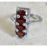 Himalayan Gemstone Red Garnet 925 Silver Sterling Ring Gift for Her - Baga Ethnik Living Default Title Rings