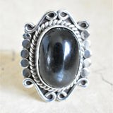 Handmade Tibetan Black Onyx 925 Sterling Silver Ring - Baga Ethnik Living Default Title Rings