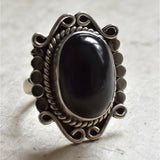 Handmade Tibetan Black Onyx 925 Sterling Silver Ring - Baga Ethnik Living Default Title Rings