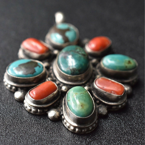 Harmonious Pledge Tibetan Sterling Silver Pendant - Tibetan Vintage Jewelry | Baga Ethnik Living