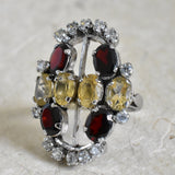 Luxurious Garnet and Citrine Silver Sterling 925 Ring - Baga Ethnik Living Default Title Rings