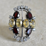 Luxurious Garnet and Citrine Silver Sterling 925 Ring - Baga Ethnik Living Default Title Rings