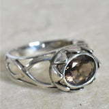Faceted Smoky Quartz Silver Sterling 925 Ring - Baga Ethnik Living Default Title Rings