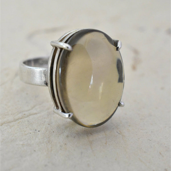 Smoky Quartz Oval Sterling Silver Ring - Sterling Silver Jewelry | Baga Ethnik Living