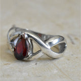 Handmade Himalayan Garnet Red Silver Ring - Baga Ethnik Living Default Title Rings