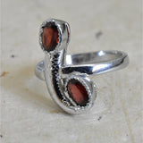 Warm Delights Garnet Red Silver Ring - Baga Ethnik Living Default Title Rings