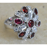 Gorgeous Cocktail Garnet & Zircon Silver Sterling Ring - Baga Ethnik Living Default Title Rings
