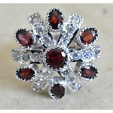 Gorgeous Cocktail Garnet & Zircon Silver Sterling Ring - Baga Ethnik Living Default Title Rings