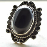 Handmade Tibetan Black Onyx 925 Sterling Silver Ring - Baga Ethnik Living Default Title Rings