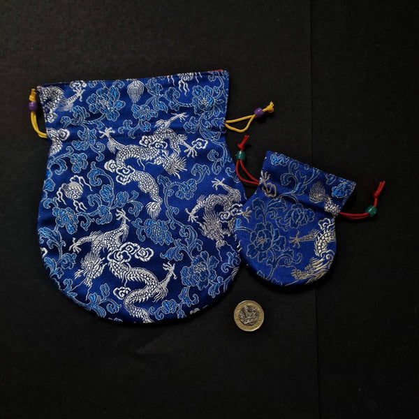 Tibetan Drawstring Dragon pouch Prayer Beads or Jewelry, Perfect Gift Bag