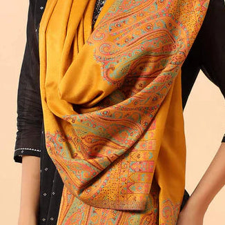 Paisley Palla Kani Women’s Stole – Dandelion Yellow