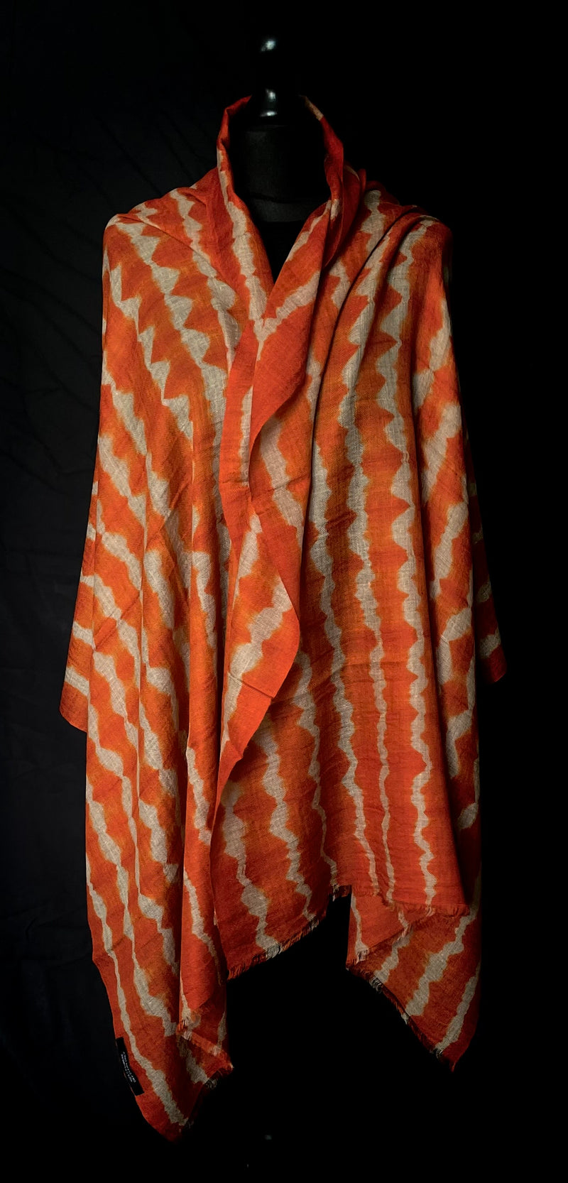 Authentic Tie-Dyed Pure Kashmiri Pashmina Shawl - Amber