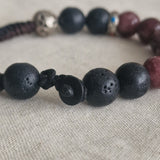 Tibetan Ruby & Lava Stone Bead Bracelet with Himalayan Spacers