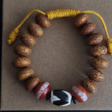 Genuine Himalayan Star Moon Lotus Seed Bracelet with Dzi Agate Bead
