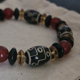 Handmade Tibetan 9-Eye Dzi Agate Bead Bracelet