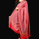 Pure Wool Ethnic Kani Weaved Paisley Pashmina Shawl – Peony Pink