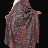Paisley Fine Wool Pashmina Jamawar Kani Style Shawl – Berry Purple