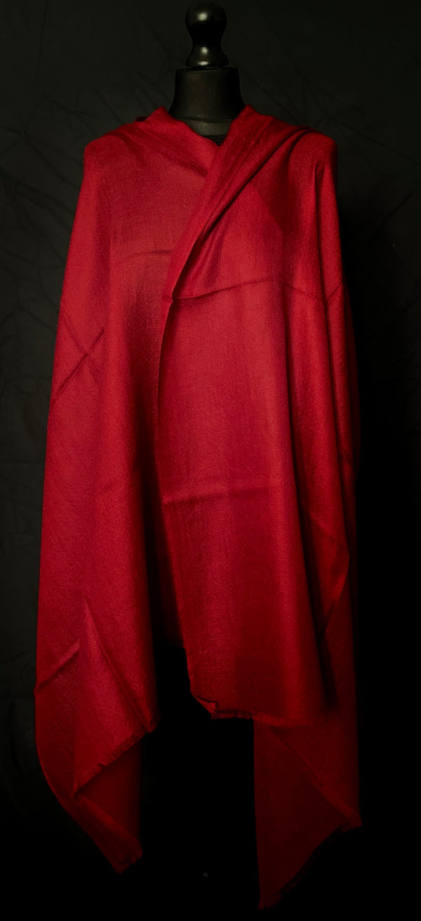 Kashmiri Diamond Weave Red Pashmina Handwoven Scarf - Scarlet Red
