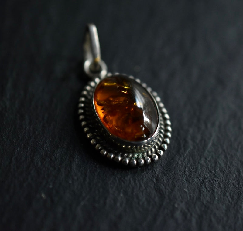 Marcasite Baltic Amber Silver Sterling 925 Pendant - Baga Ethnik Living