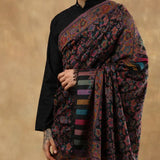 ETHNIC KASHMIRI CHINAR DESIGN KANI SHAWL, Light Weight, Soft And Warm, BLACK