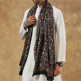 Paisley Print Multi-Coloured Men's Kashmiri Stole - Black