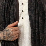 Kashida Vintage Kani Weaved Palla Shawl – Warm, Soft, and Timeless in Black