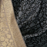 Fine Wool Jamawar Reversible Shawl – Iridium Black & White Floral Luxury Wrap