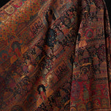 Black Kani Pashmina Blend Wool Shawl - Handwoven Mughal Scene
