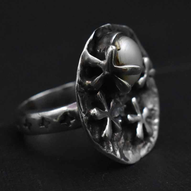 Unique Handmade Pearl and 925 Silver Sterling Silver Ring - Baga Ethnik Living