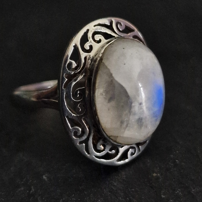 Handcrafted Moonstone 925 Sterling Silver Ring - Baga Ethnik Living