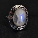 Handcrafted Moonstone 925 Sterling Silver Ring - Baga Ethnik Living