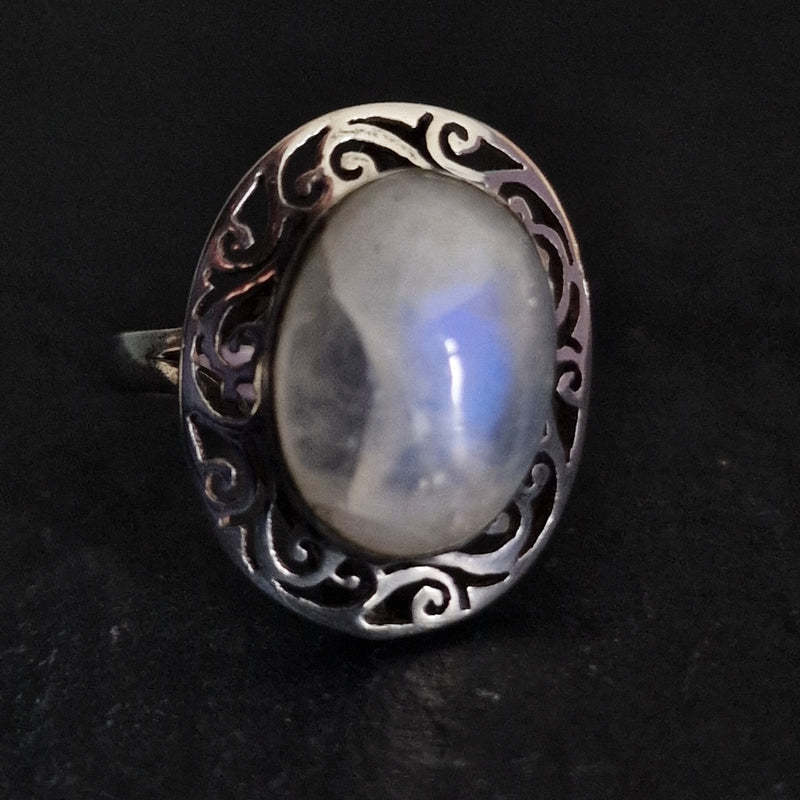 Handcrafted Moonstone 925 Sterling Silver Ring - Baga Ethnik Living