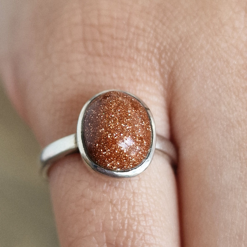 Shinning Sunstone Silver Sterling 925 Ring - Perfect gift this season - Baga Ethnik Living