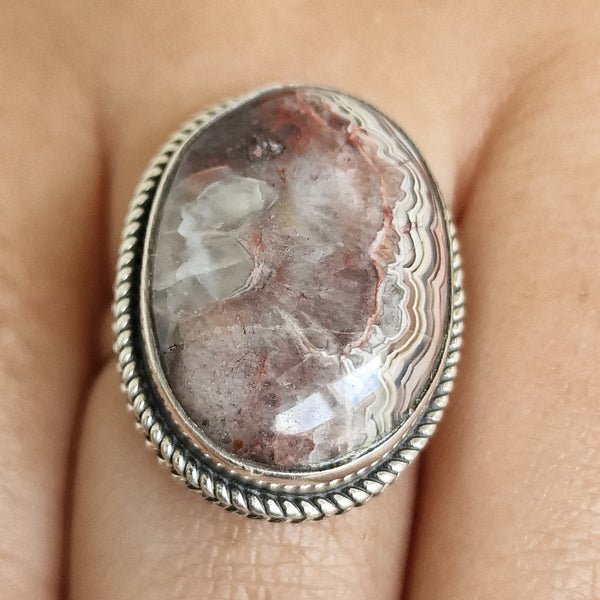 Lace agate Blend Silver 925 Sterling Silver Rings - Baga Ethnik Living