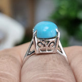 Bright Blue Turquoise Silver Sterling 925 Ring - Baga Ethnik Living
