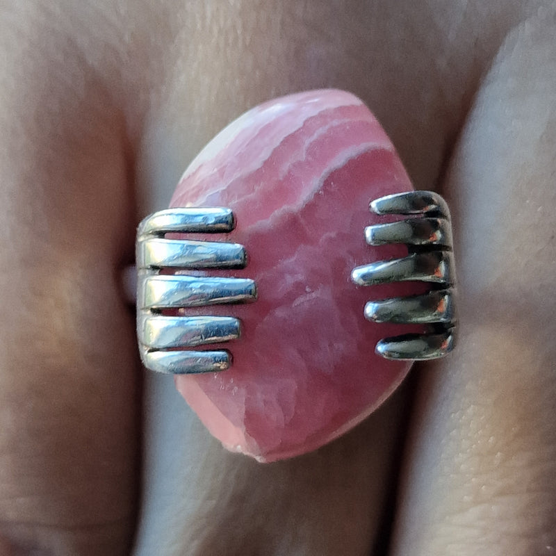 Extraordinary Boho Rhodochrosite Silver Sterling 925 Ring - Baga Ethnik Living