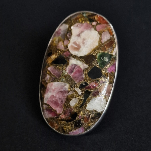 Beautiful Cocktail Ring Tourmaline Copper 925 Sterling Silver Jewellery - Baga Ethnik Living