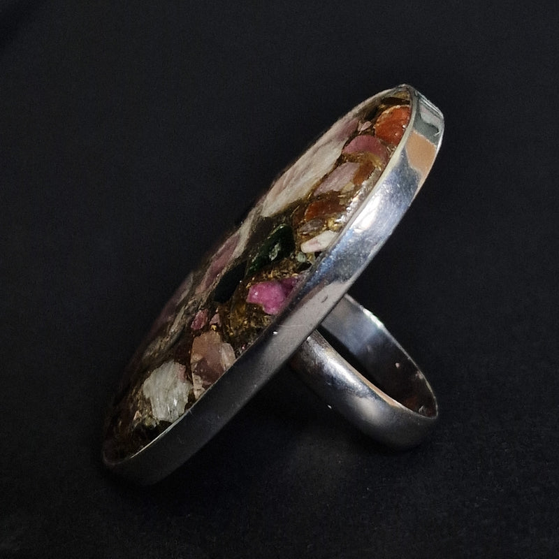 Beautiful Cocktail Ring Tourmaline Copper 925 Sterling Silver Jewellery - Baga Ethnik Living