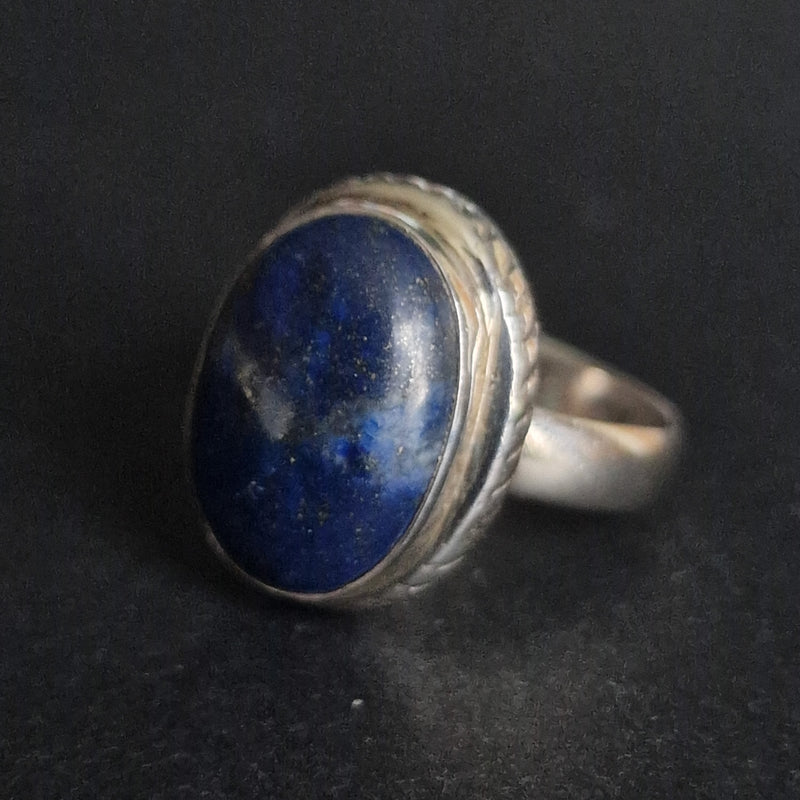 Chic Lapis Lazuli Vintage 925 Silver Sterling Ring - Baga Ethnik Living