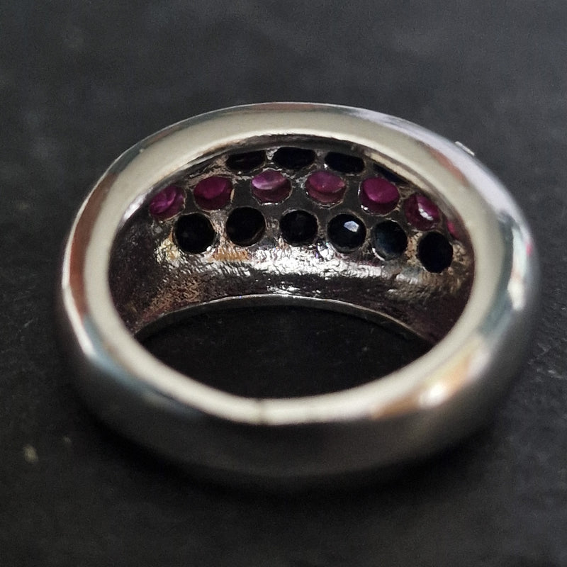 Natural Ruby and Sapphire Men Silver 925 Sterling Silver Ring - Baga Ethnik Living