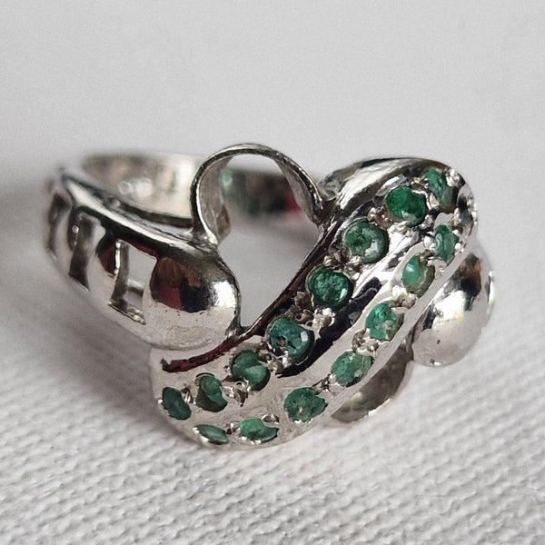 Natural Green Emerald Handmade 925 Sterling Silver Ring